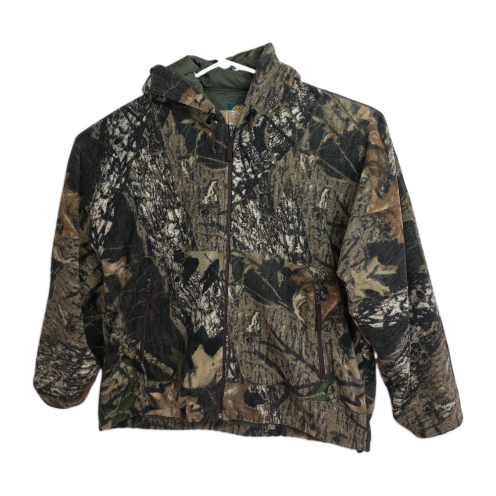 Cabela's Full-Zip Fleece Jacket Men's XL Camo Pattern Hooded Lined Zipped Pocket